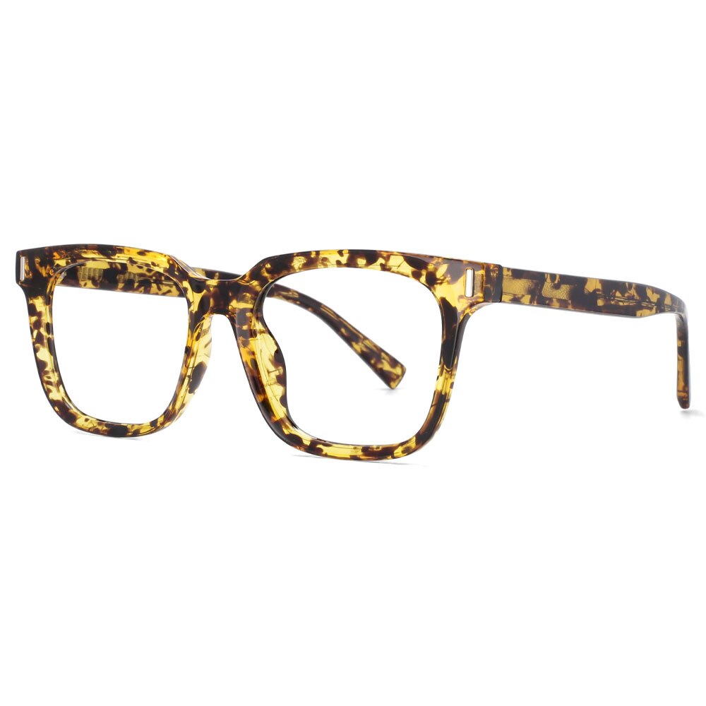 CCspace Unisex Full Rim Square Tr 90 Titanium Frame Eyeglasses 53829 Full Rim CCspace leopard