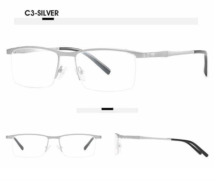 Hotony Unisex Semi Rim Square Alloy Frame Eyeglasses 6303 Semi Rim Hotony