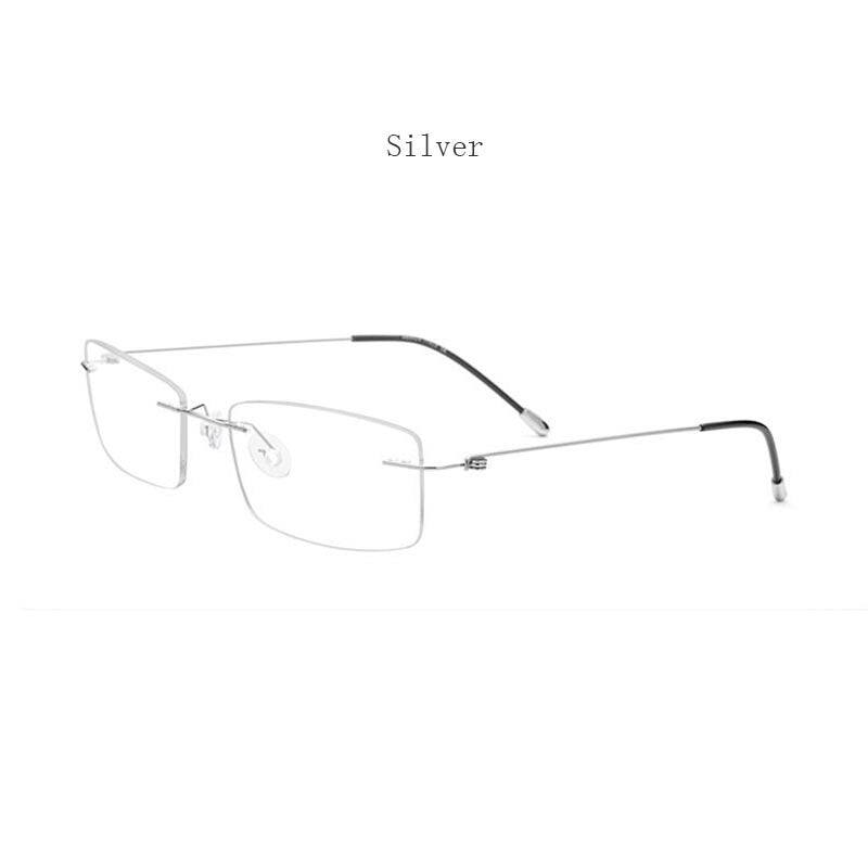 Hdcrafter Women's Rimless Rectangle Titanium Frame Eyeglasses P8361 Rimless Hdcrafter Eyeglasses silver
