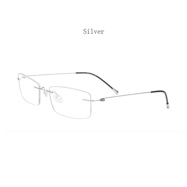 Hdcrafter Women's Rimless Rectangle Titanium Frame Eyeglasses P8361 Rimless Hdcrafter Eyeglasses silver