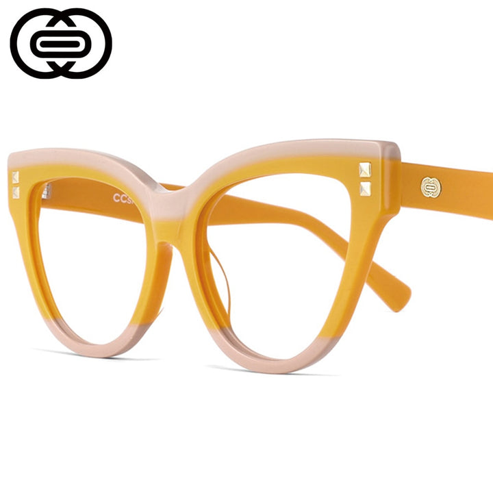 CCspace Unisex Full Rim Oversized Cat Eye Acetate Frame Eyeglasses 49795 Full Rim CCspace