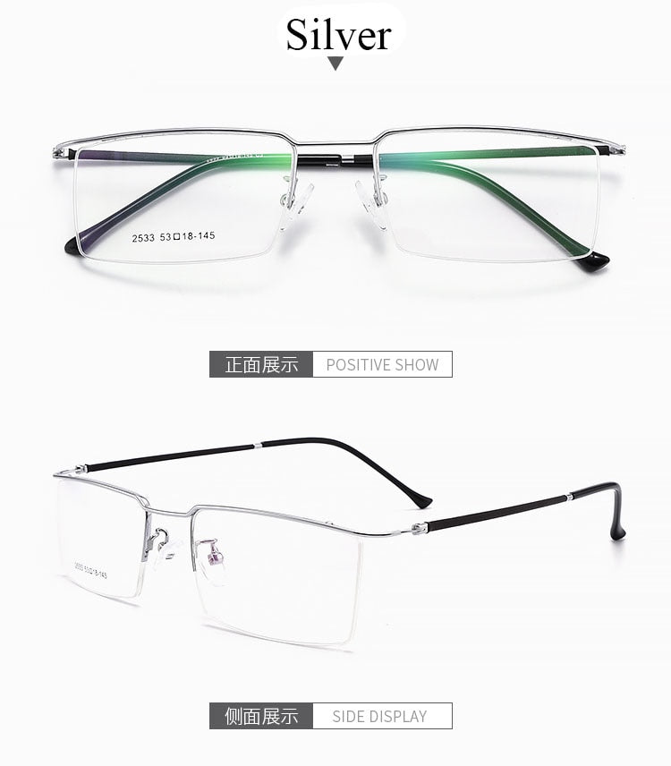 Bclear Men's Semi Rim Square Titanium Alloy Eyeglasses Sc2533 Semi Rim Bclear