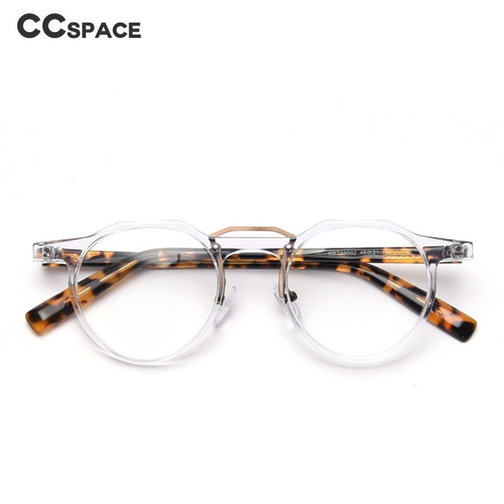 CCspace Unisex Full Rim Round Acetate Double Bridge Eyeglasses 49827 Full Rim CCspace