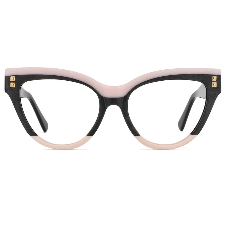 CCspace Unisex Full Rim Oversized Cat Eye Acetate Frame Eyeglasses 49795 Full Rim CCspace Pink