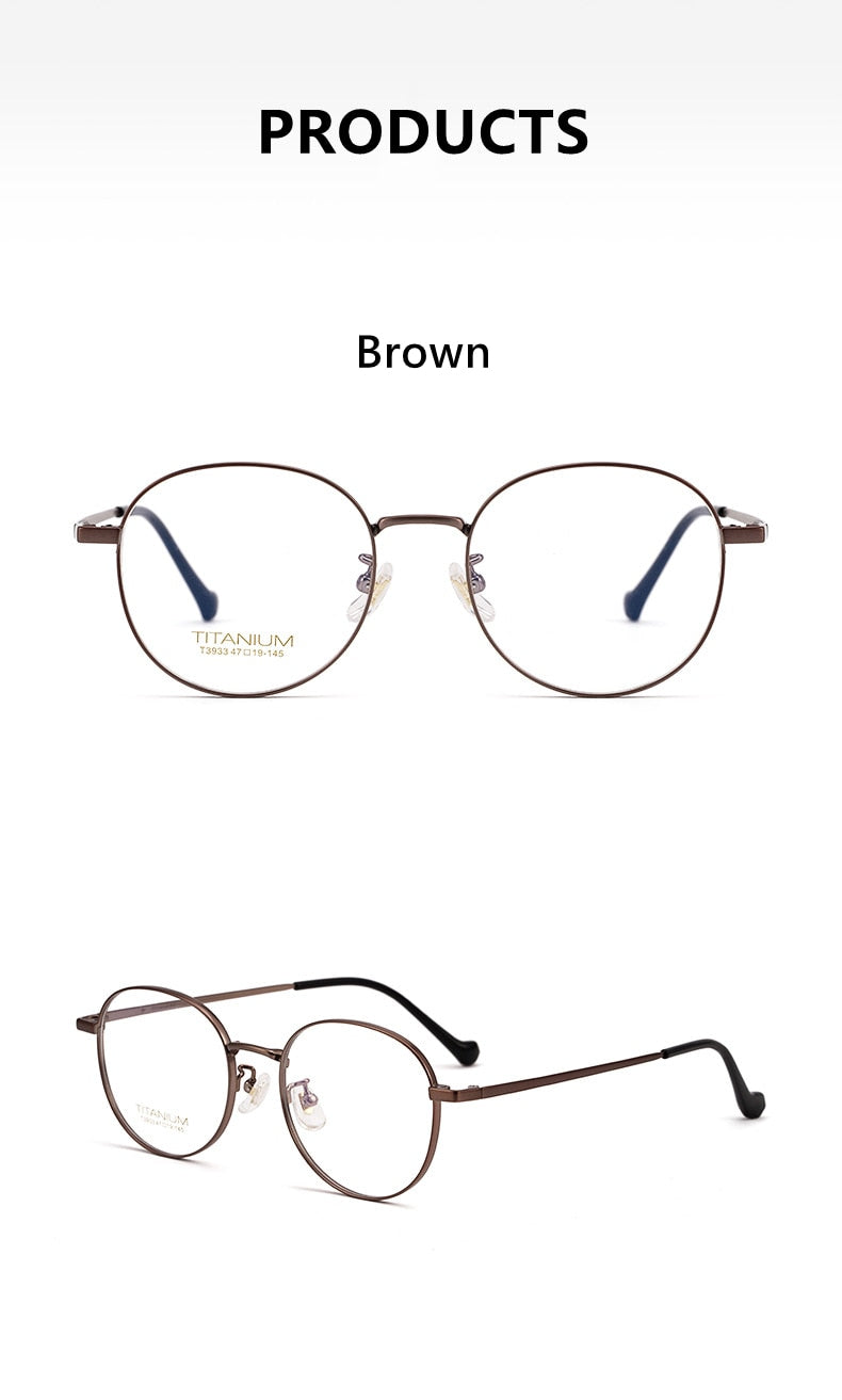 Yimaruili Men's Full Rim Round β Titanium Frame Eyeglasses T3933 Full Rim Yimaruili Eyeglasses