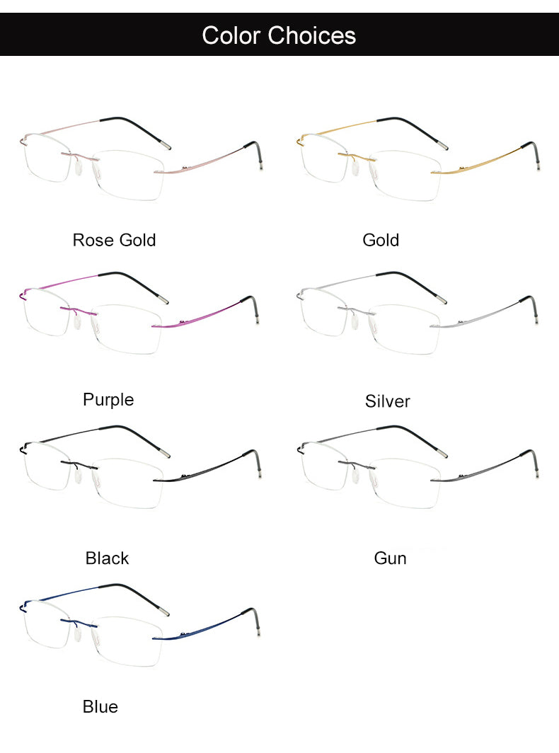 Hdcrafter Unisex Rimless Rectangle Titanium Frame Reading Glasses 8025 Reading Glasses Hdcrafter Eyeglasses