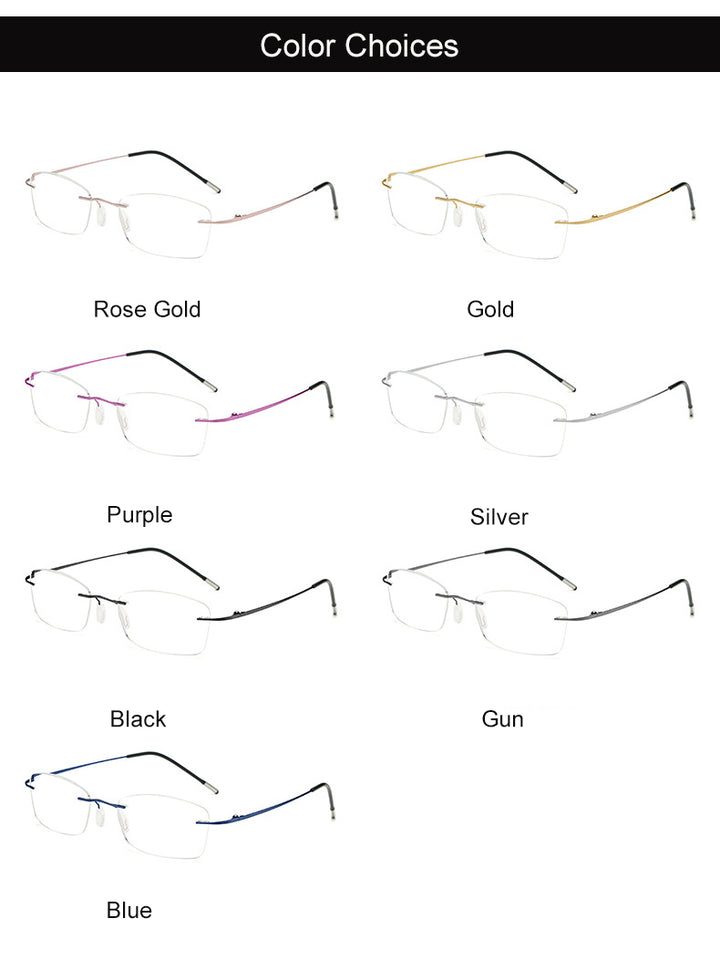 Hdcrafter Unisex Rimless Rectangle Titanium Frame Reading Glasses 8025 Reading Glasses Hdcrafter Eyeglasses