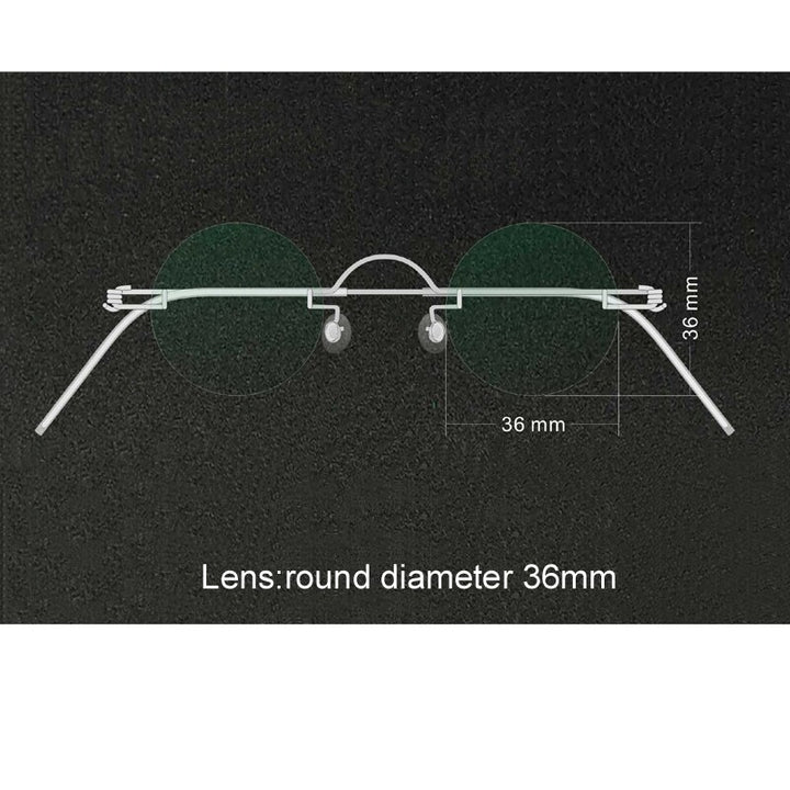 Yujo Unisex Rimless Small Round Screwless Stainless Steel Reading Glasses Y020 Reading Glasses Yujo China 0 36mm