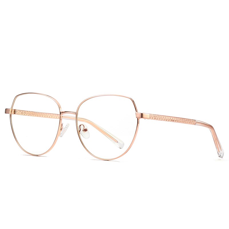 Hotochki Women's Full Rim Oval TR-90 Resin Alloy Frame Eyeglasses 3005 Full Rim Hotochki Pink Gold