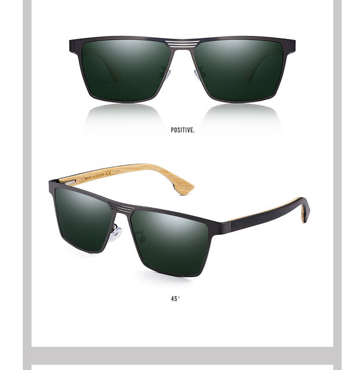 Yimaruili Unisex Full Rim Rectangular Bamboo/Wooden Frame Polarized Lens Sunglasses 8045 Sunglasses Yimaruili Sunglasses
