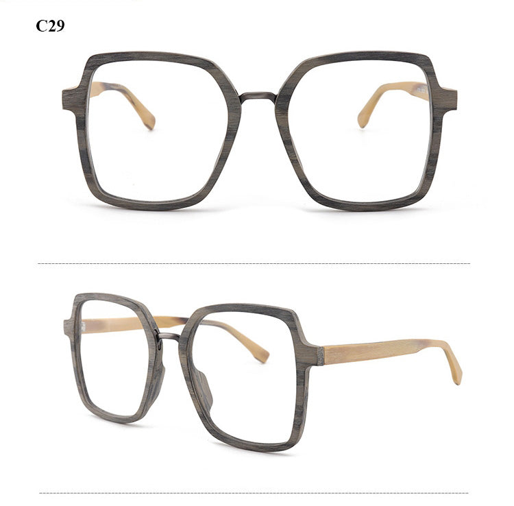 Hdcrafter Unisex Full Rim Polygonal Wood Frame Eyeglasses 6109 Full Rim Hdcrafter Eyeglasses