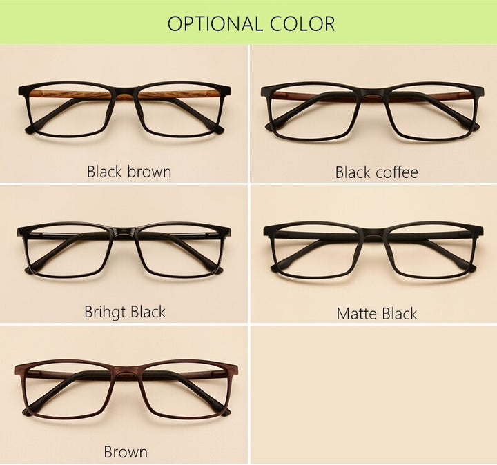 Yimaruili Unisex Full Rim Imitation Wood Grain Resin Frame Eyeglasses 98056 Full Rim Yimaruili Eyeglasses