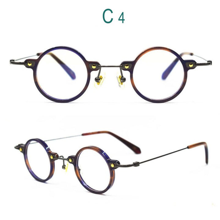 Yujo Unisex Full Rim Round Eyeglasses Acetate Y008 Full Rim Yujo