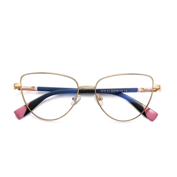Hotochki Women's Full Rim Cat Eye Alloy Frame Eyeglasses 3018 Full Rim Hotochki C1