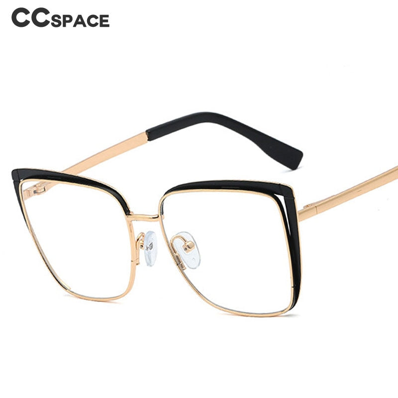 CCspace Unisex Full Rim Square Cat Eye Alloy Frame Eyeglasses 48324 Full Rim CCspace