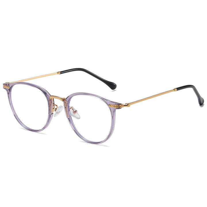 Yimaruili Women's Full Rim Round Resin Metal Frame Eyeglasses 8303 Full Rim Yimaruili Eyeglasses