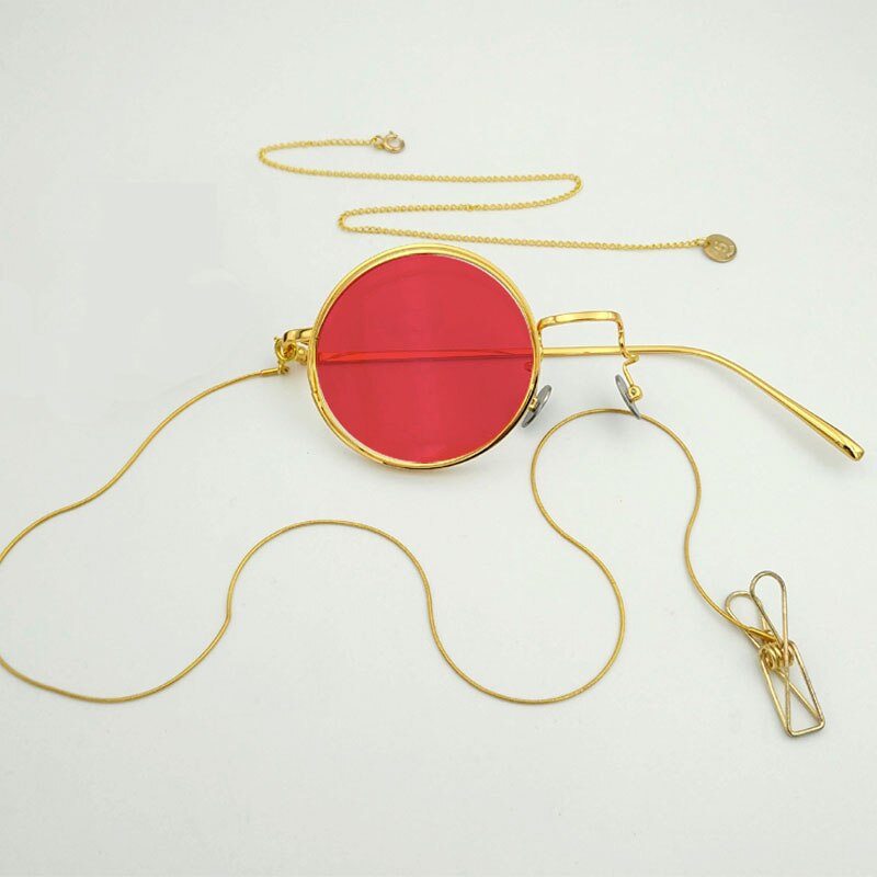 Yujo Unisex Full Rim Round Alloy Cosplay Lolita Style Monocle 2359 Monocle Yujo Golden right eye 3 China