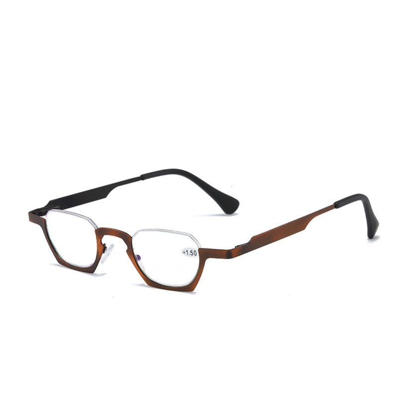 Yujo Unisex Semi Rim Bottom Square Alloy Reading Glasses Y038 Reading Glasses Yujo