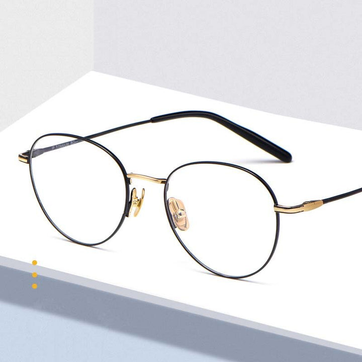 Muzz Unisex Full Rim Round B Titanium Frame Eyeglasses 15022 Full Rim Muzz