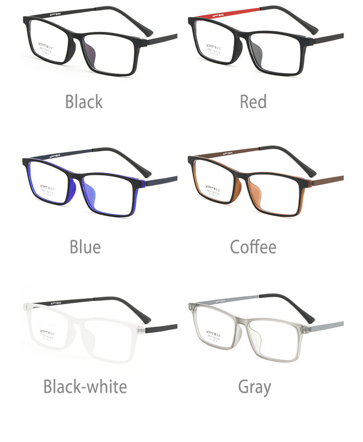 Hotony Unisex Full Rim Rectangle TR 90 Resin B Titanium Frame Eyeglasses 9821 Full Rim Hotony
