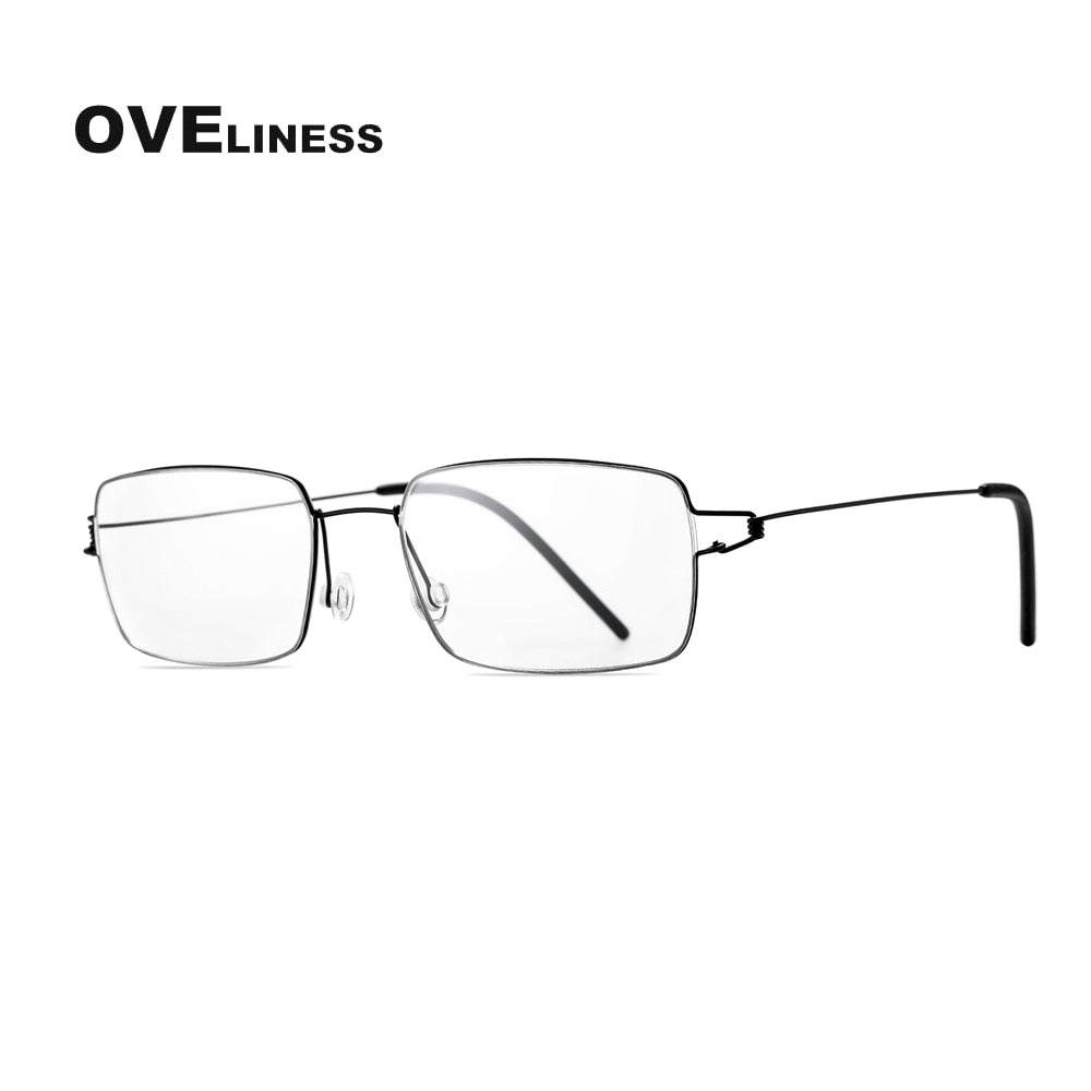 Oveliness Unisex Full Rim Square Screwless Titanium Alloy Eyeglasses Full Rim Oveliness black