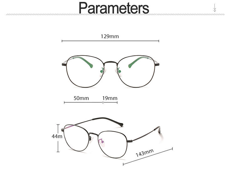 Hotony Unisex Full Rim Polygon Round Alloy Eyeglasses 7444 Full Rim Hotony