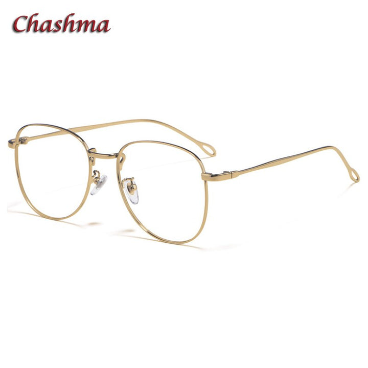 Chashma Ottica Unisex Full Rim Round Square Stainless Steel Eyeglasses Full Rim Chashma Ottica Gold