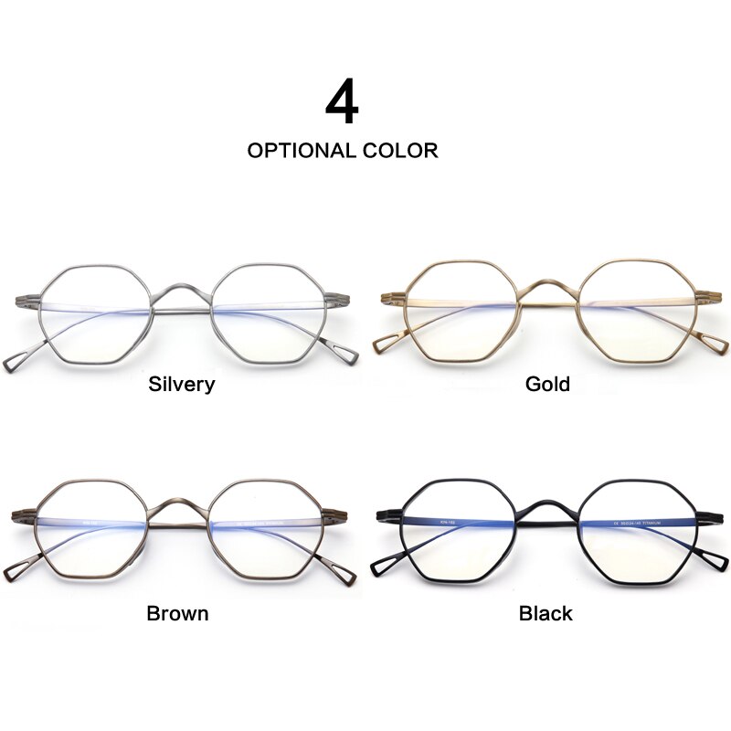 Muzz Unisex Full Rim Polygon Round Titanium Frame Eyeglasses 152 Full Rim Muzz