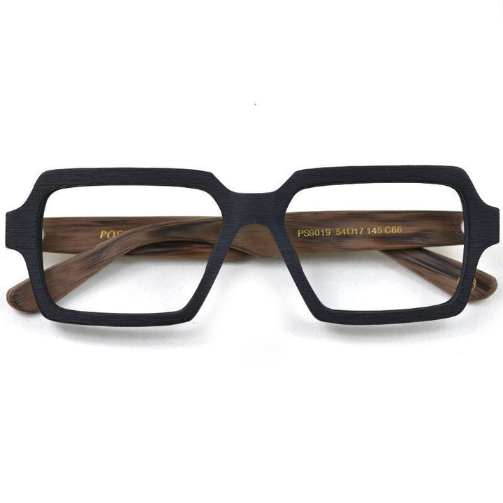 Hdcrafter Unisex Full Rim Oversized Square Wood Frame Eyeglasses Ps9019 Full Rim Hdcrafter Eyeglasses