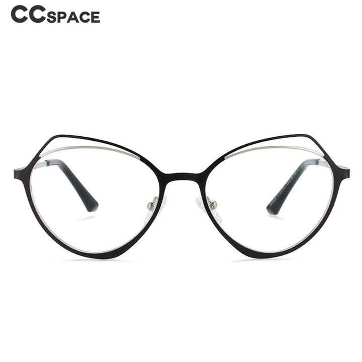 CCspace Women's Full Rim Irregular Cat Eye Alloy Frame Eyeglasses 54103 Full Rim CCspace
