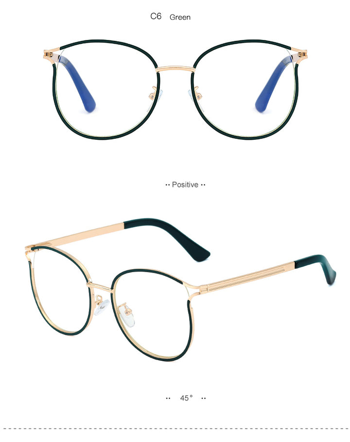 Hotony Women's Full Rim Round Cat Eye TR 90 Alloy Frame Eyeglasses 95785 Full Rim Hotony