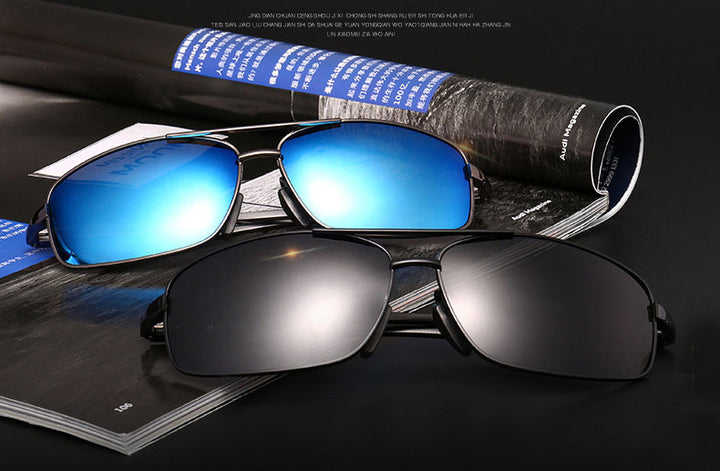 Reven Jate Men's Full Rim Rectangle Alloy Polarized Sunglasses 2458 Sunglasses Reven Jate