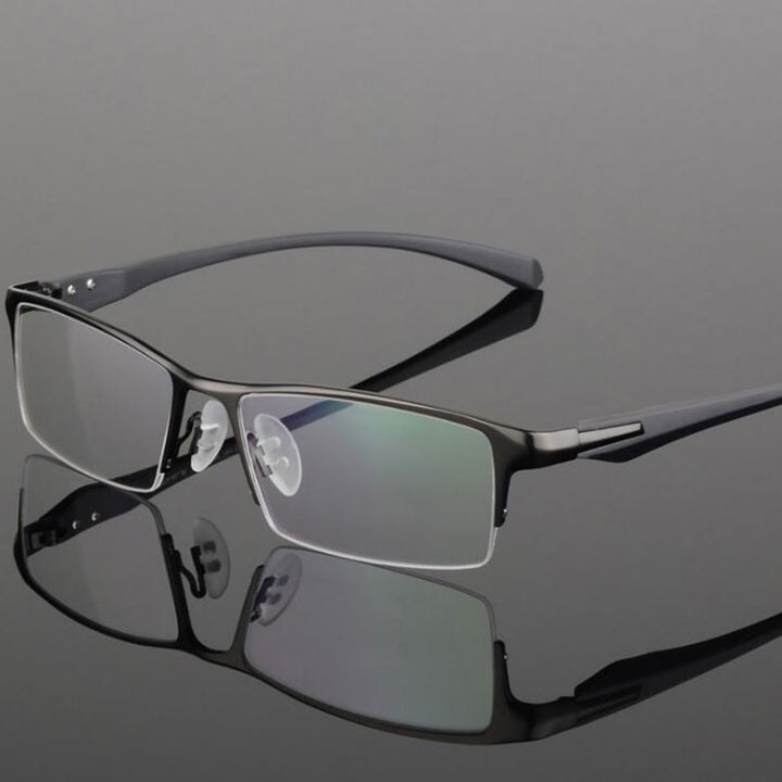 Hotochki Men's Semi Rim IP Electronic Plated Alloy Frame Eyeglasses 9065 Semi Rim Hotochki