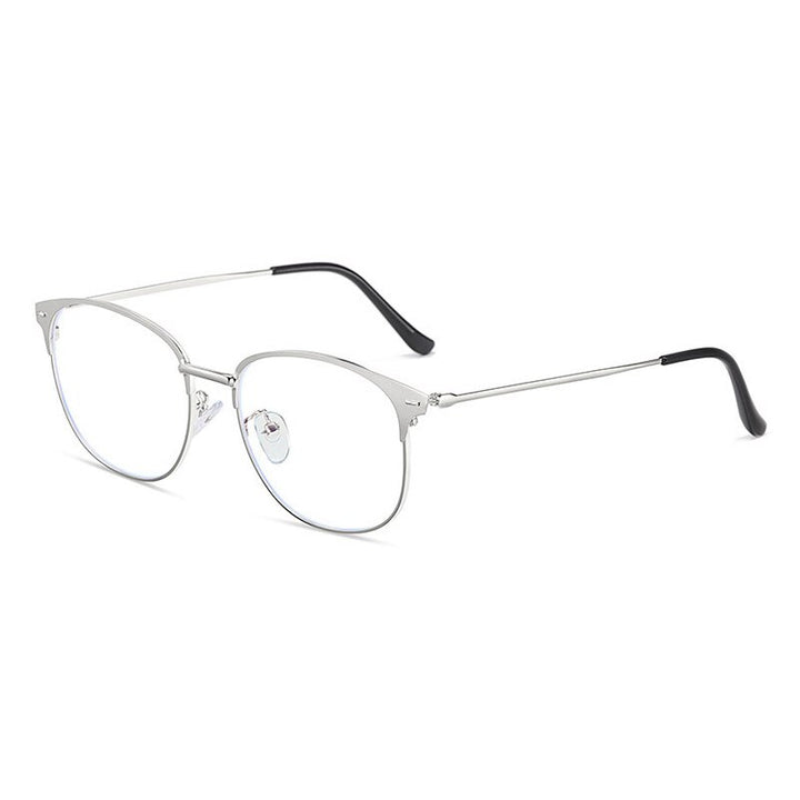Handoer Unisex Full Rim Round Square Alloy Eyeglasses 5552 Full Rim Handoer Silver  