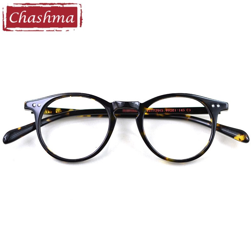 Chashma Men's Full Rim Round Acetate Frame Eyeglasses 2172015 Full Rim Chashma Leopard  