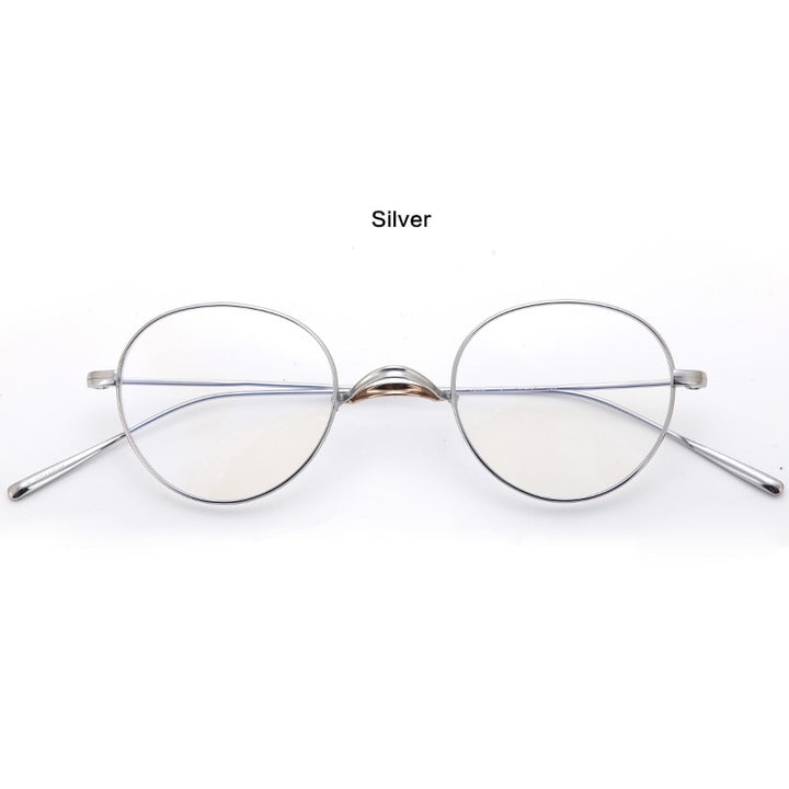 Muzz Unisex Full Rim Round Oval Titanium Frame Eyeglasses Mmmm1241 Full Rim Muzz Silver