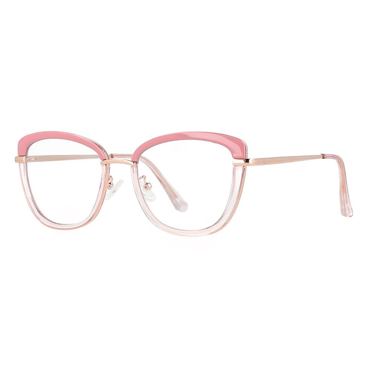 CCspace Women's Full Rim Square Cat Eye Tr 90 Titanium Frame Eyeglasses 53041 Full Rim CCspace Pink