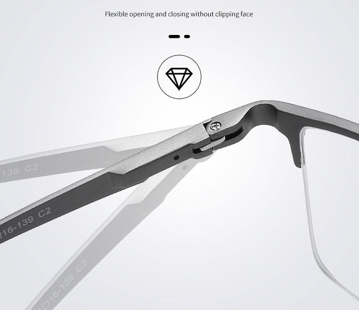Hotochki Unisex Semi Rim Aluminum Magnesium Alloy Frame Eyeglasses 6331 Semi Rim Hotochki