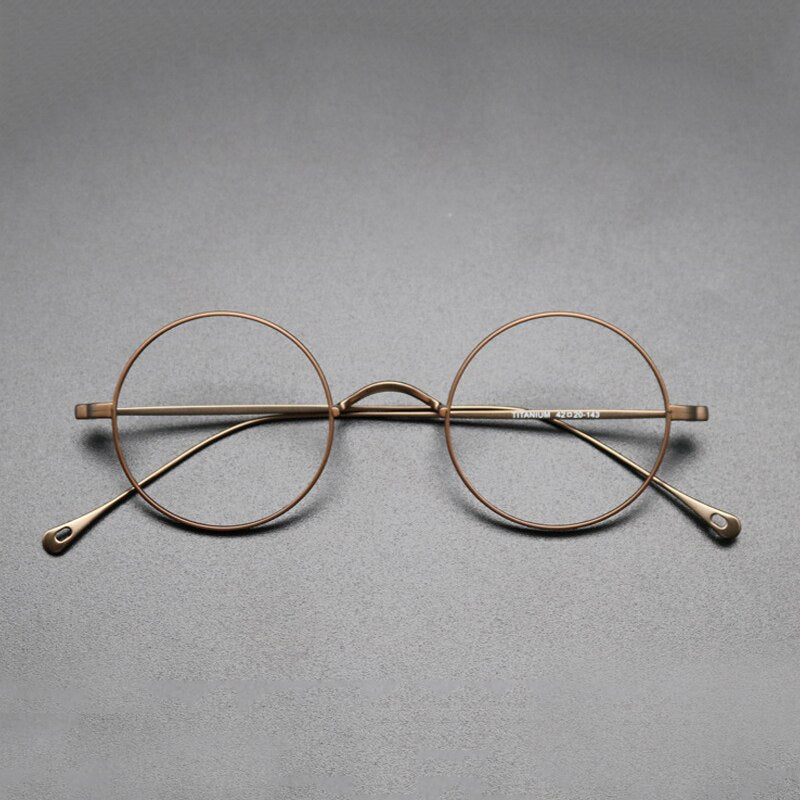Gatenac Unisex Full Rim Round Titanium Frame Eyeglasses Gxyj573 Full Rim Gatenac Bronze