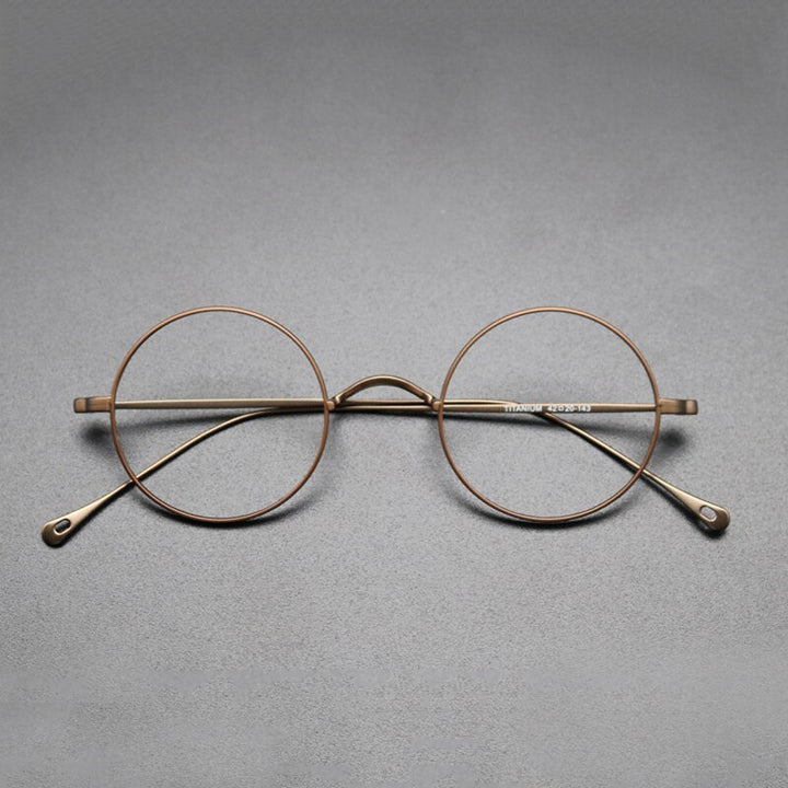 Gatenac Unisex Full Rim Round Titanium Frame Eyeglasses Gxyj573 Full Rim Gatenac Bronze