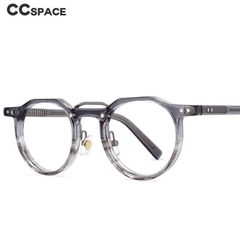 CCSpace Women's Full Rim Round Double Bridge Acetate Alloy Frame Eyeglasses 53894 Full Rim CCspace