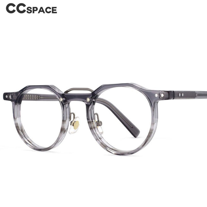 CCSpace Women's Full Rim Round Double Bridge Acetate Alloy Frame Eyeglasses 53894 Full Rim CCspace