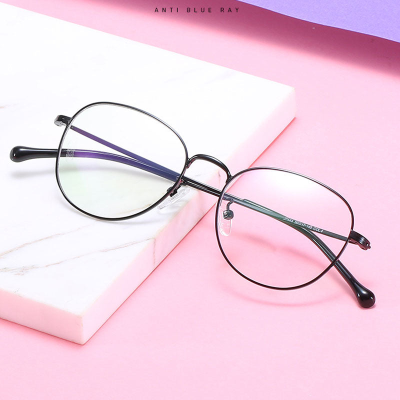 Hotony Unisex Full Rim Polygon Round Alloy Eyeglasses 7444 Full Rim Hotony