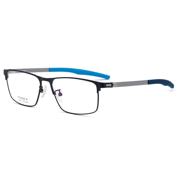 Hotochki Men's Full Rim Titanium Square Frame Eyeglasses F1981 Full Rim Hotochki Blue