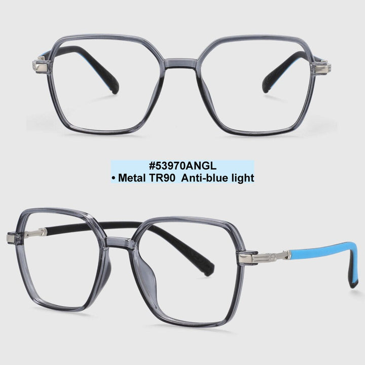 CCspace Children's Unisex Full Rim Square Tr 90 Titanium Frame Eyeglasses 53970 Full Rim CCspace gray