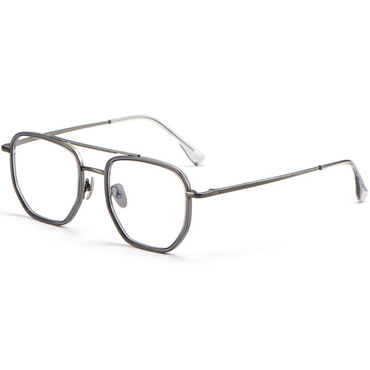 Yimaruili Unisex Full Rim Double Bridge β Titanium Frame Eyeglasses L1361 Full Rim Yimaruili Eyeglasses Gun
