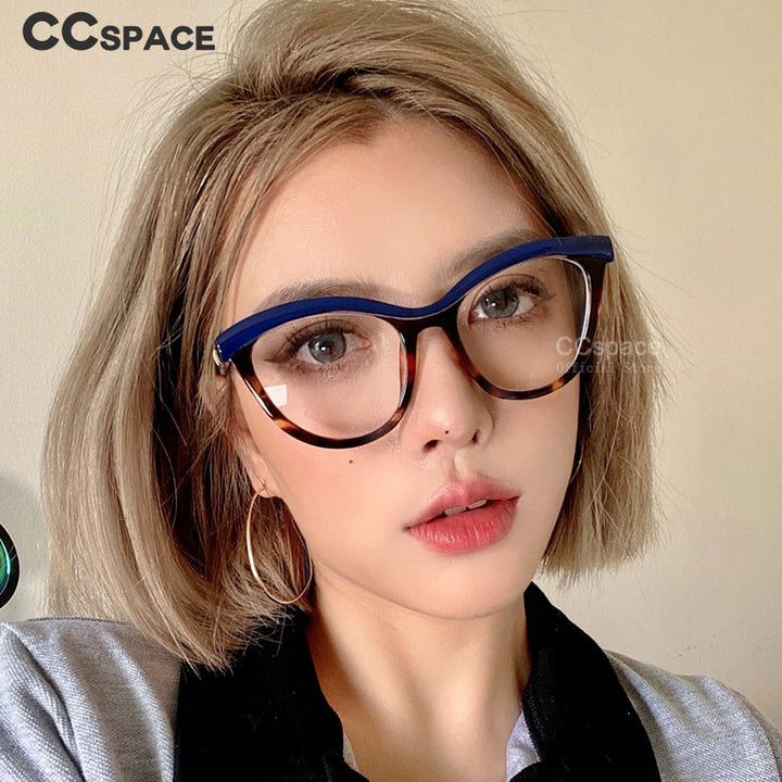 CCspace Women's Full Rim Square Brow Line Cat Eye Resin Frame Eyeglasses 45490 Full Rim CCspace