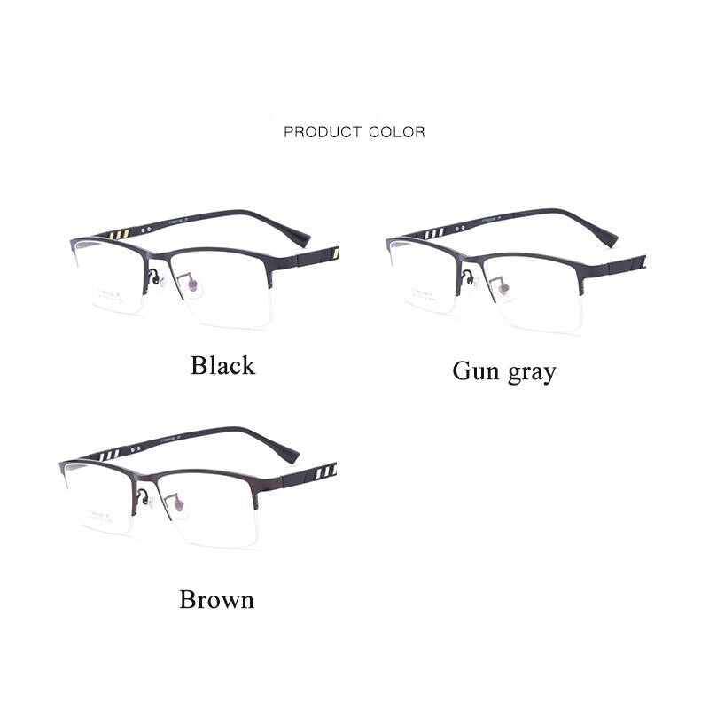 Men's Semi Rim Titanium Frame Eyeglasses Lb079 Semi Rim Bclear