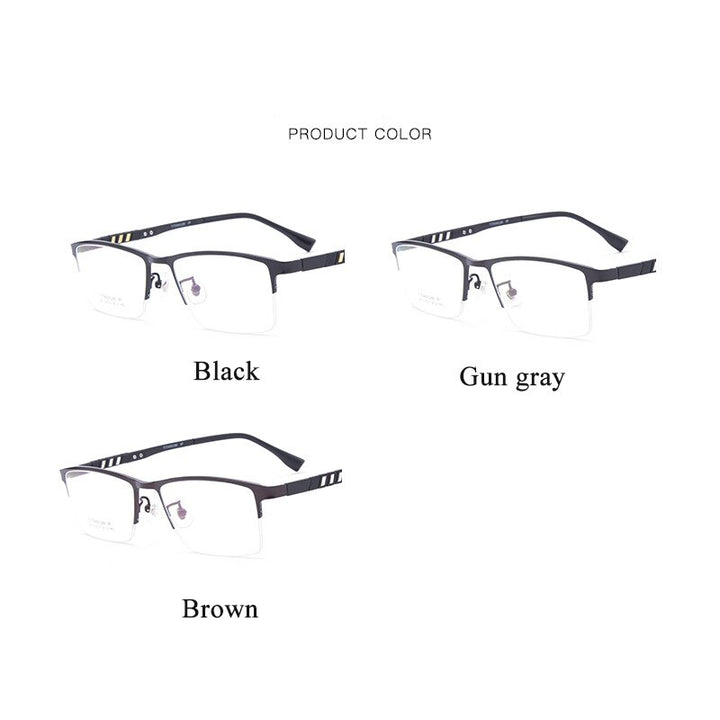 Men's Semi Rim Titanium Frame Eyeglasses Lb079 Semi Rim Bclear