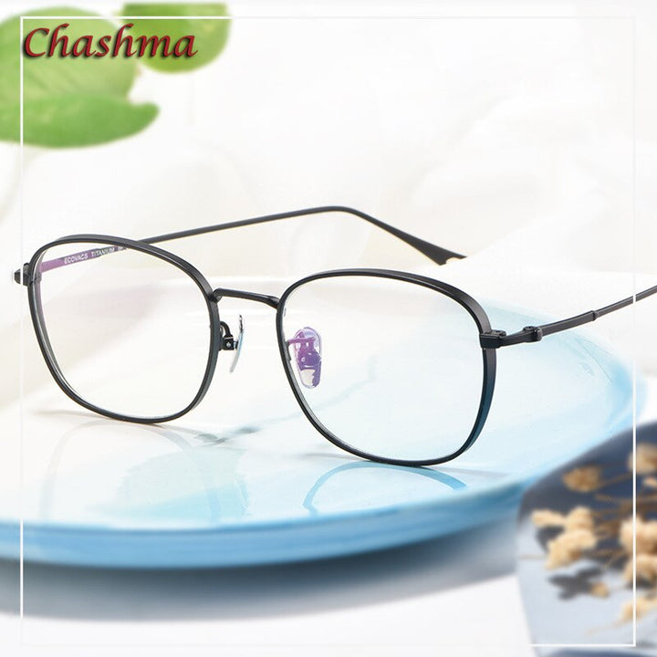 Chashma Ochki Unisex Full Rim Square Oval Titanium Eyeglasses  1851 Full Rim Chashma Ochki